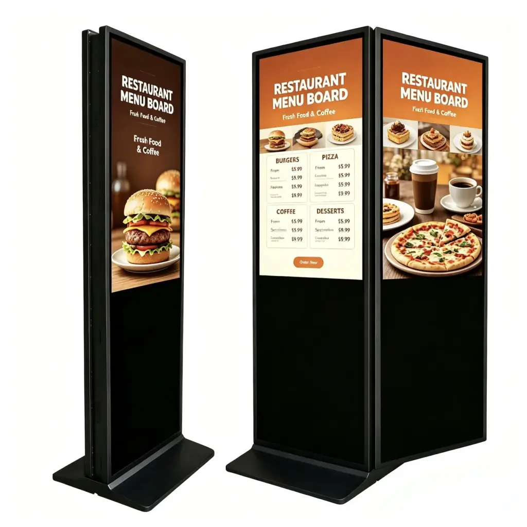Dual-View-Stele mit digitaler Speisekarte auf beiden Seiten